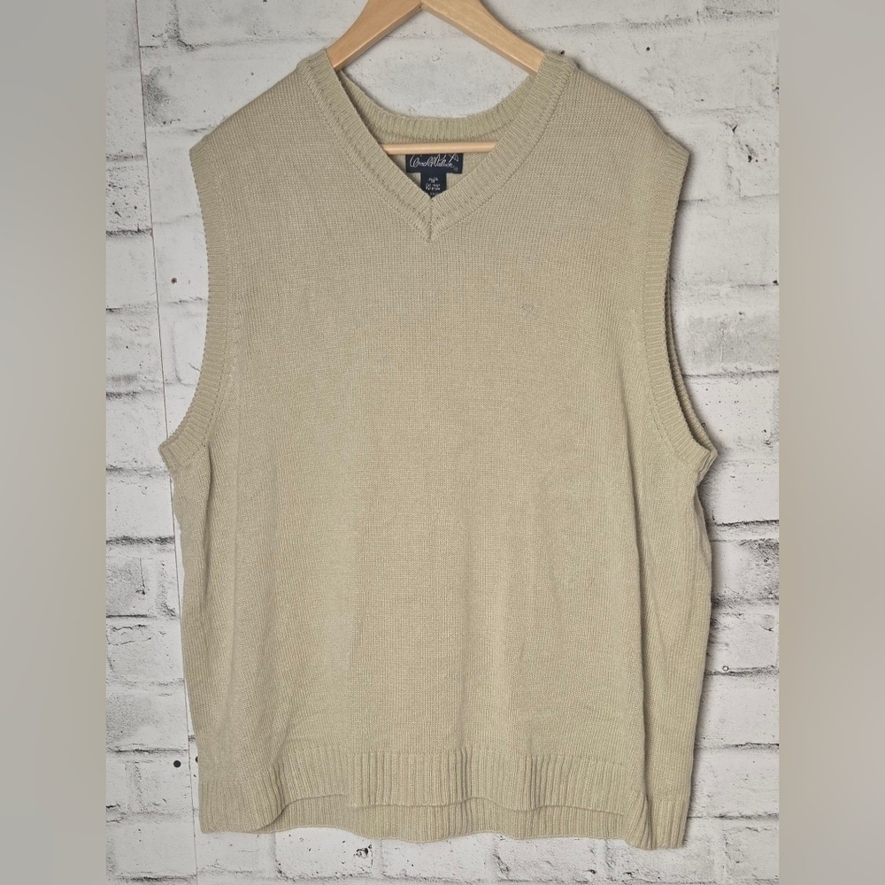 Arnold Palmer Sweater Vest Beige V Neck Grandpa Core XL
